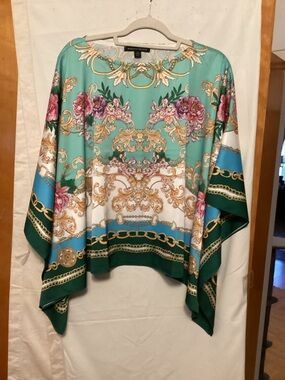 Boston Proper boxy cropped,Kimono style ,boho printed topaz XXs/XS